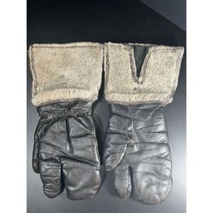 Vtg Gauntlet Leather Insulated Outdoor Heavy Gloves Mens L Faux Leather
